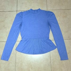 Blue Turtleneck Blouse